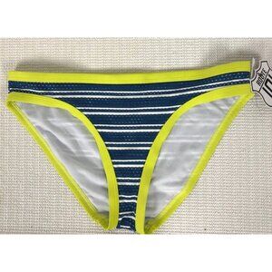 Route 101 Sport Bikini Bottom Women Size S Blue Yellow White Stripe New with Tag
